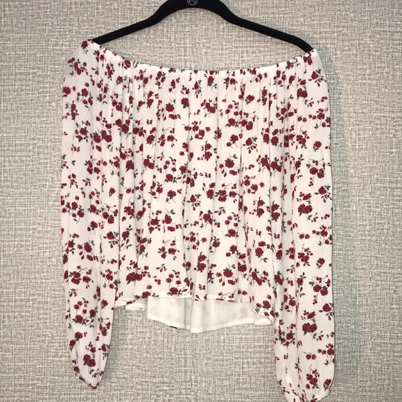Hollister Floral Off-the-Shoulder Top sz S - Picture 6 of 7